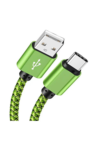 Choice كابل شحن USB A إلى Type C أخضر بطول 1 متر، كابل بيانات نايلون سريع الش...