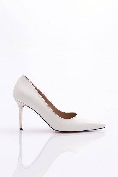 DGN 3725 Pantofi cu toc de damă albi