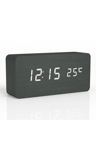 Choice black Wooden Digital Alarm Clock, LED Alarm Clock with Temperature Des...