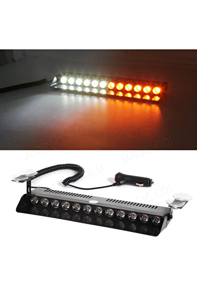 Choice4 Yellow White 12 LED Car Strobe Light Flash Warning Signal Beacon Poli...