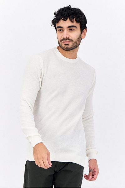 Sorbino Men Crew Neck Knitted Long Sleeves Sweater, Off White