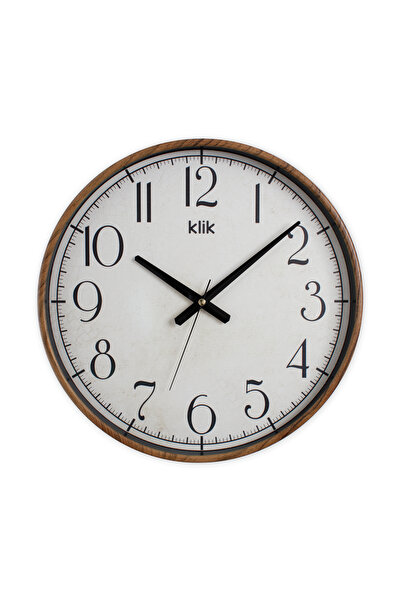 Klik Simplex Ceviz Ahşap Desen Sessiz Duvar Saati