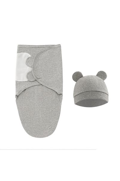 Choice Gray sets Muslin Newborn Sleeping Bag Hat Set Cotton Baby Swaddle Blanket Wrap Adjustable New Born S