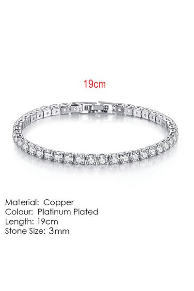 Choice 3mm H046-19cm Silver Color 2.5/3/4/5mm Zircon Tennis Bracelet For Women Men Dazzling Crystal Hand Ch