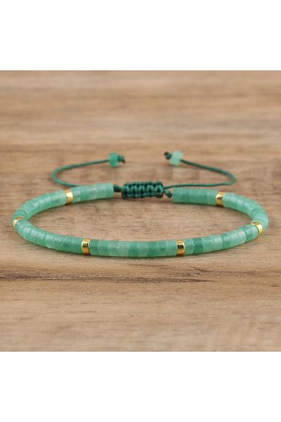 Choice 16.5cm Green Aventurine 1PC Natural Blue Emperor Stone Beads Woven Bracelet Polished Block Shape Adj