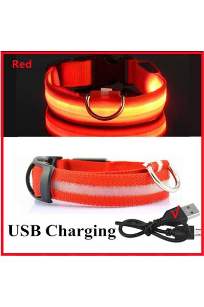 Choice XL 42-56 CM Red USB Charging 3 Modes Dog Luminous Charge Collar Led Usb Cat Dogs Collars Detachable