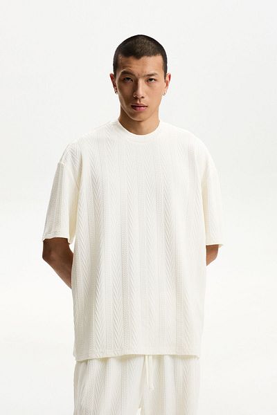 Bershka Textured T-shirt with long sleeves