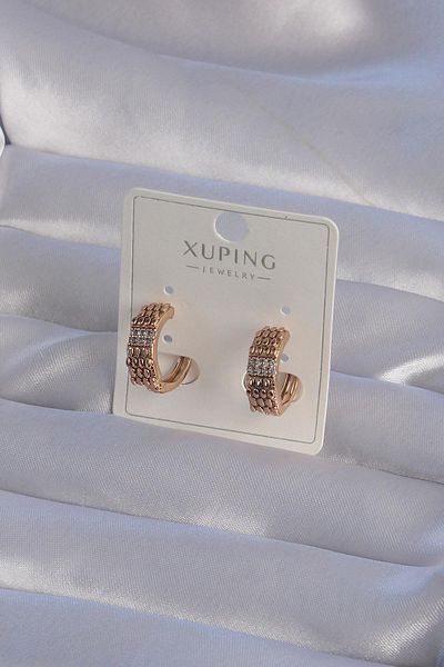 Celira Xuping Rose Color Zircon Jewelled Embroidered Hoop Earrings