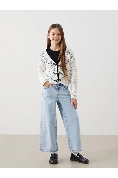 LC Waikiki Lcw Kids Girl's Jeans Trousers with Adjustable Elastic Waist