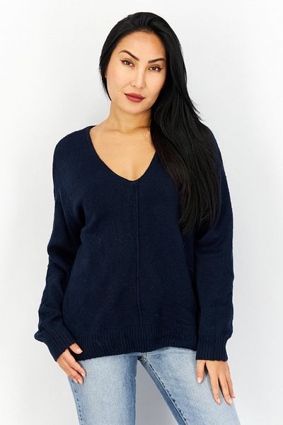 Vince Camuto Women V-Neck Textured Sweater, Navy Blue