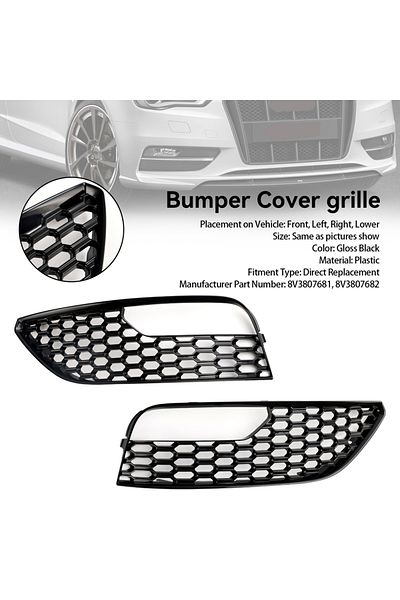 Choice Artudatech 2PCS Front Bumper Fog Light Surround Cover Grille Fit For Audi A3 2012-2016 Mesh Car A...