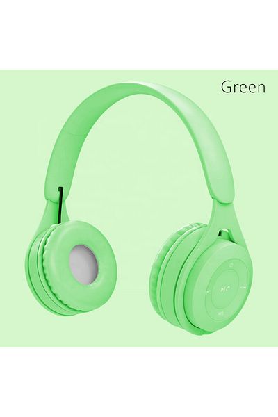 DIXSG green Y08 Wireless Bluetooth Headphone  Macaron Headphones Stereo Headband Gaming Headset with Mic G