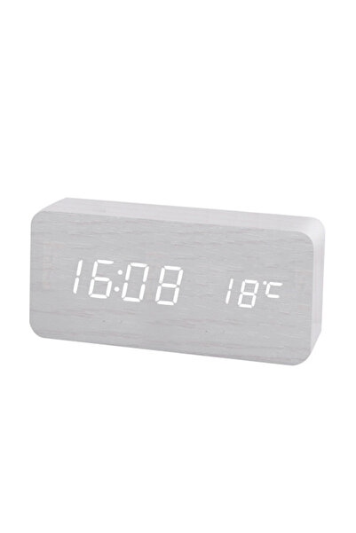 Choice4 WHITE Wooden Digital Alarm Clock, LED Alarm Clock with Temperature De...
