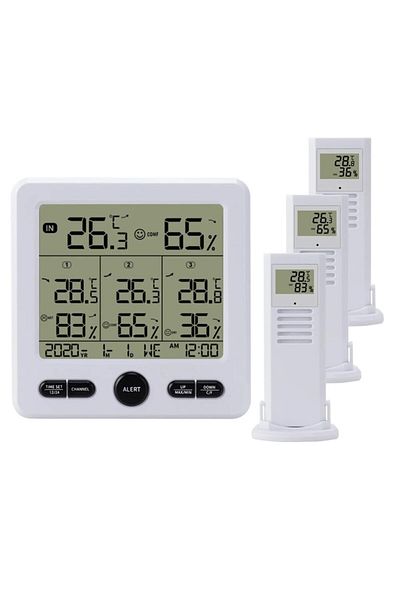 fulina Indoor Thermometer,Digital Hygrometer Monitor,With Backlight Bedroom Home LED LCD Display,White