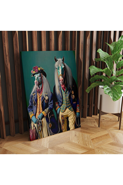 RUGSMODERN Kanvas Tablo Kıyafetli İki Asil At Desenli tablo5006