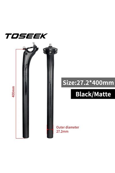 TOSEEK Xwhp-heihylgb27240 Carbon Seatpost 27.2 31.6mm Length 400mm Matte Black Mtb Road Bike Seat Po