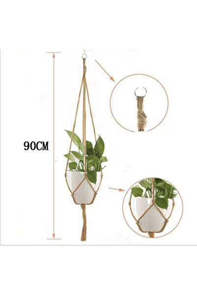 Choice سلة نباتات خضراء معلقة بطول 90 سم مع حبل قطني ووعاء زهور مصنوع يدويًا ...