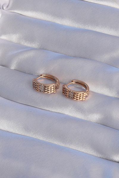 Celira Xuping Rose Color Zircon Jewelled Embroidered Hoop Earrings