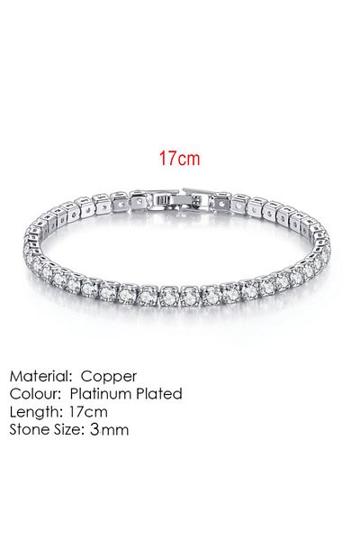 Choice 3mm H046-17cm Silver Color 2.5/3/4/5mm Zircon Tennis Bracelet For Women Men Dazzling Crystal Hand Ch