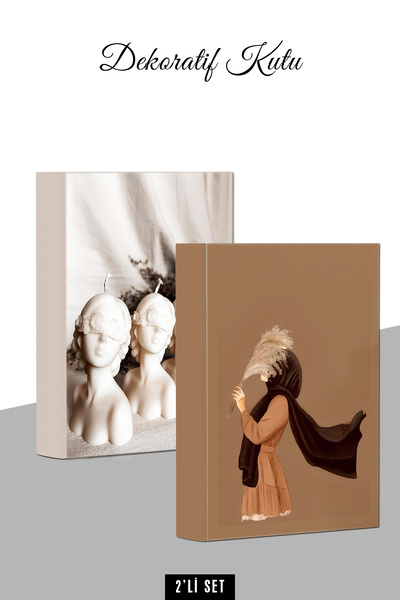 bymat 2 Adet Dekoratif Kutu - Nisa Soft Tasarımlı Kitap Kutu -  box
