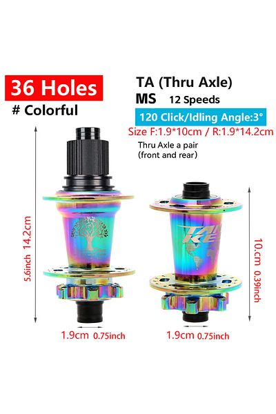 TANKE 36H Colorful TA MS TANKE 120 Click Hub 6 Bearing MTB Mountain Bike Hub Front Rear Thru HG 28 32 36 H