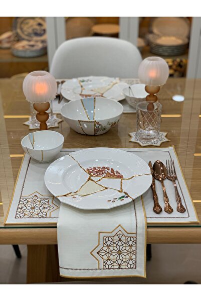 Tull Dizayn 6 lı Amerikan Servisi- Peçete ve Bardak Altlığı Takımı