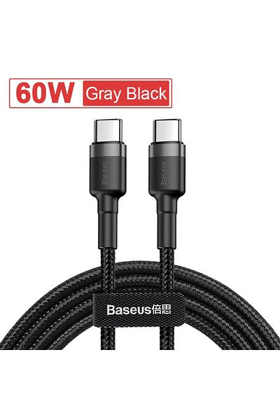 Baseus 1m 60W gray Baseus USB Type C To USB C Cable For iPhone 16 15 100W PD Fast Charging Charger Cord For