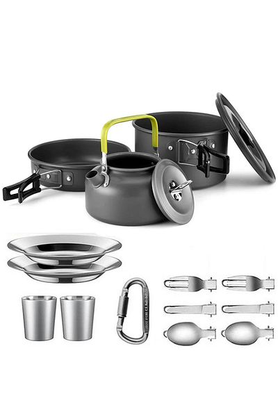 LISM F Camping Cooking set Camping Cookware Travel Tableware Outdoor Picnic Set Teapot For 2-3 Peaple No.