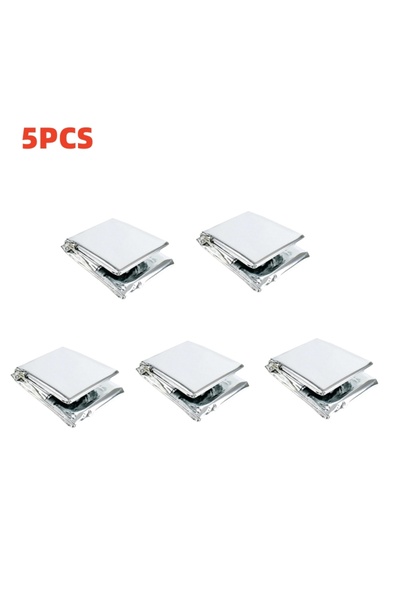 Choice 5 قطع - بطانية طوارئ خارجية باللون الفضي الذهبي والفضي مقاومة للماء لل...