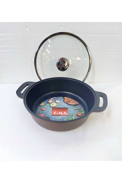 OMS Triana 30cm Karnıyarık Pot with Cast Glass Lid 3631-Bronze