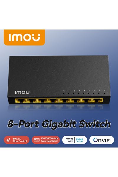 Choice محول جيجابت SG108C IMOU 8 منافذ مع تفاوض تلقائي 10/100/1000 ميجابت في الثانية وMDI/MDIX تلقائي
