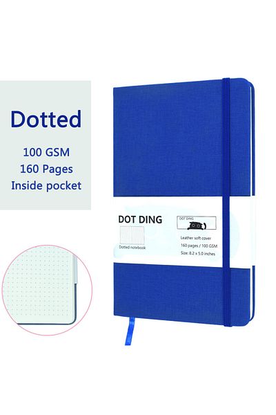 Choice A5 A123-Blue-A5 A5 Dotted Notebook Cloth Hardcover 100 GSM Paper Planner Diary Notepad Journal Stude
