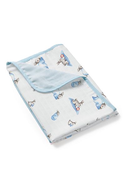 DEUX LAPINS 100% Cotton Double Layer Muslin Blanket – 65×65 cm Bébé Lapin