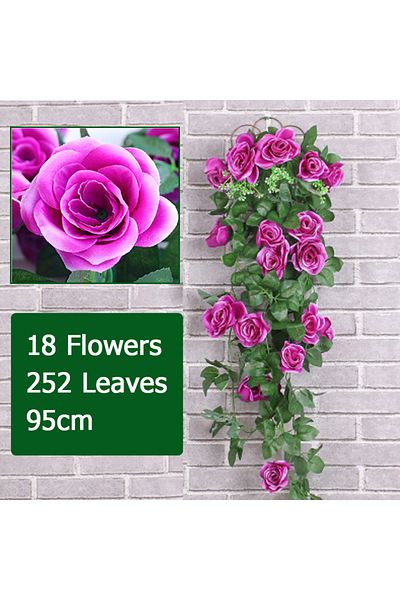 Choice 4 Artificial Flower Rattan Fake Plant Vine Decoration Wall Hanging Roses Flowers for Home Wed Party.
