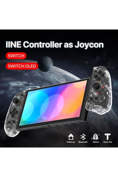 Choice لوحة تحكم شفافة IINE Genius Joypad تعمل تلقائيًا مع خاصية الاستيقاظ متوافقة مع Nintendo Swtich/Lite/OLED