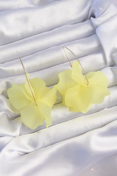 Okan Sayın Brass Yellow Colored Flora Earrings