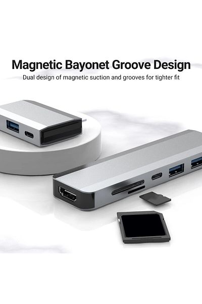 Choice محطة إرساء USB-C رمادية اللون 10 في 1 موزع مغناطيسي مع شاشة مزدوجة + USB 3.0 + Type-C 3.0 + قارئ SD/TF + P