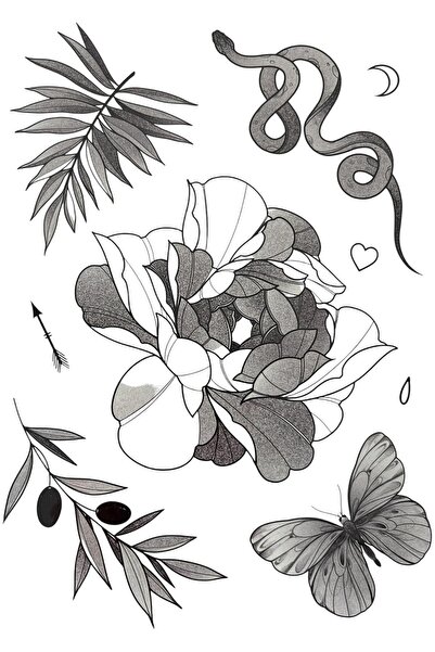 TAKIŞTIR Geçici Karışık Figürlü Büyük Boy Dövme Tattoo