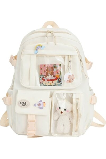 Buldug Waterproof Multi-Pocket Women's Backpack - White, Lightweight and Conv...