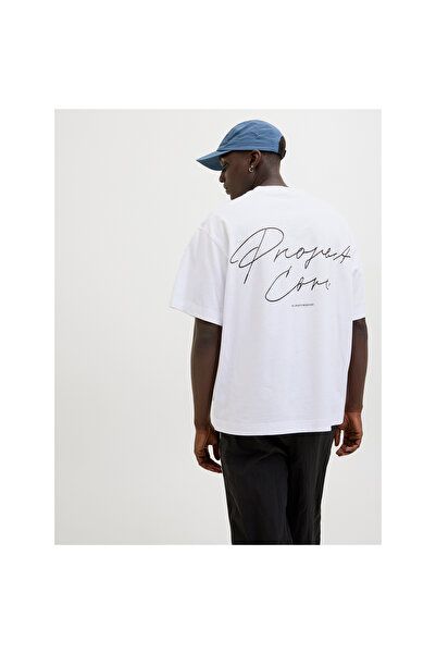 Jack & Jones Ανδρικό λευκό μπλουζάκι Dynamic Script ( 12273310 -BW)