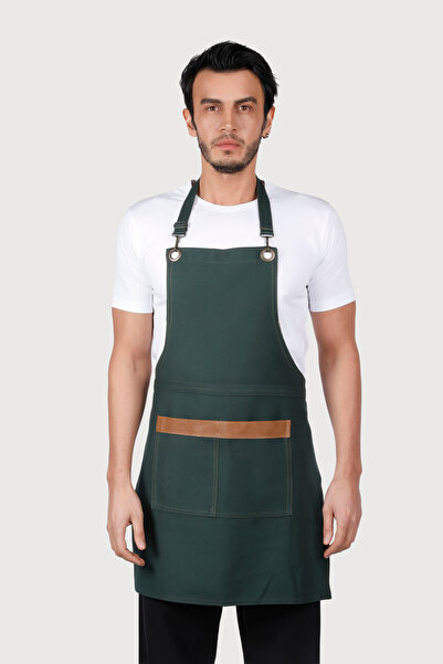 isinigiy مريلة جيب بحزام أخضر من الدنيم