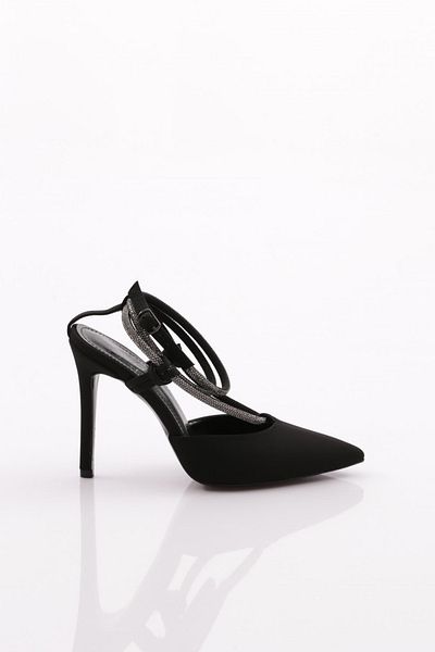 DGN Pantofi cu toc pentru femei din nubuc negru - 74972821