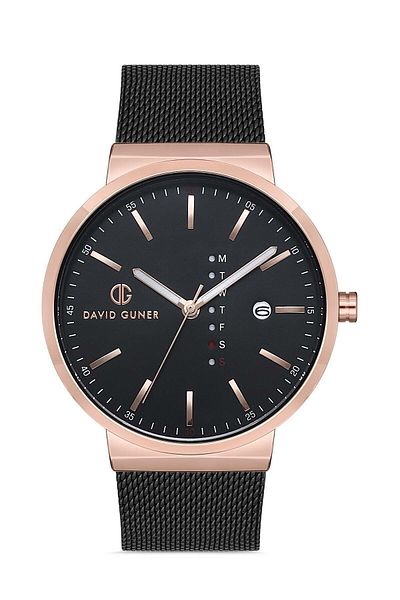 DAVID GUNER Rose Black Coated Black Dial Men's Wristwatch Dg-8240Gc-R2