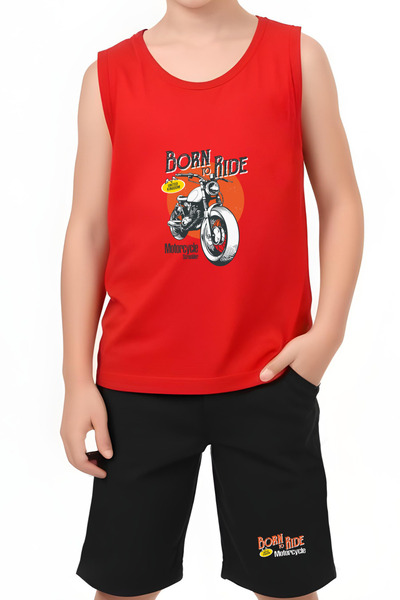 panios kids Born Motorcycle Printed Boy's Sling T-Shirt and Shorts Bottom-Top Set
