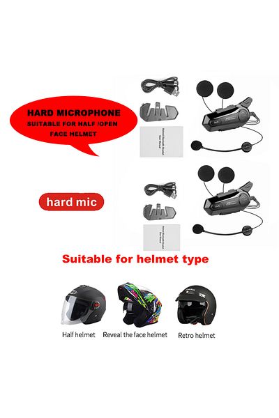 Choice 2Pcs Hard Helmet 1/2Pcs Bluetooth Motorcycle Helmet Intercom Headset for 2 Rider intercomunicador Mo