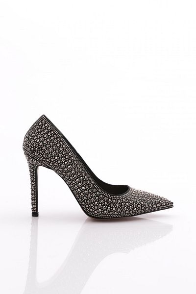 DGN 189 Pantofi de damă cu toc înalt Black Platinum Stone