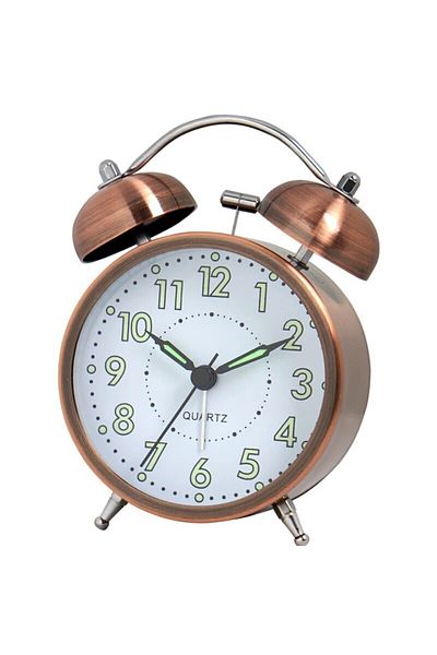 Choice Fluorescent style 1pc Nordic Retro Metal Alarm Clock, Creative Decoration Table Clock Desktop Minima