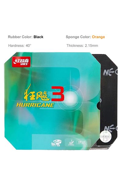 Choice مضرب تنس الطاولة الاحترافي NEO H40 T2.15 الأصلي من DHS Neo Hurricane 3، مطاطي لاصق