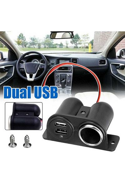 Choice ولاعة سجائر سوداء للسيارة، منفذ طاقة مزدوج USB، مقبس تيار مستمر 12 فولت، محول قابس وصول السيارة...
