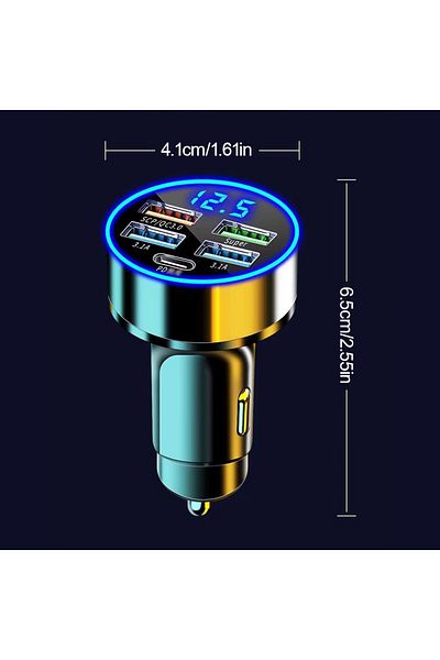 TIMOTRAS 1 Pcs TIMOTRAS 5 Ports 150W Car Charger Fast Charging PD QC3.0 USB C Car Phone Charger Type C Adapte